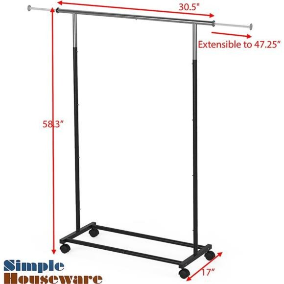 Simple Houseware Standard Rod Garment Rack - Picture 3 of 6